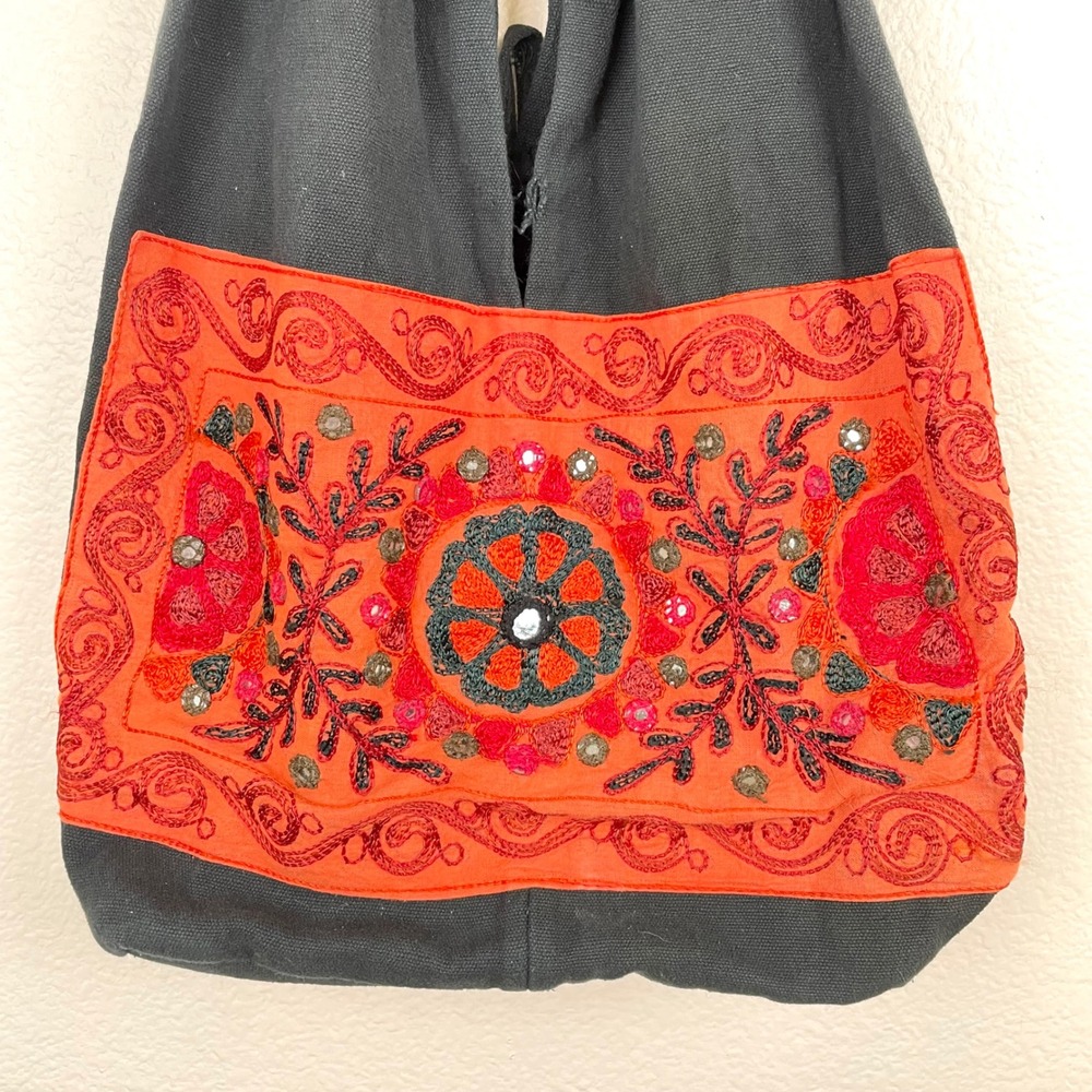 Vtg Y2K 90s Sling Bag Hippie Boho Embroidered Fairy Grunge Patchwork Festival - Picture 2 of 9